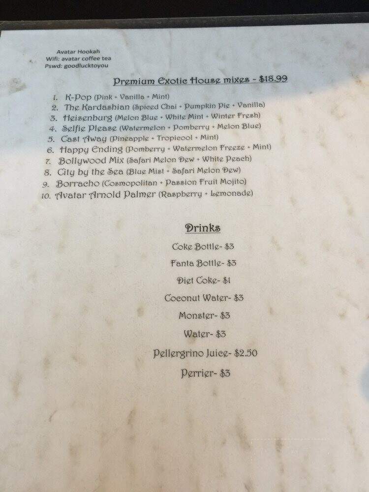 Avatar Hookah - Long Beach, CA menu_pic