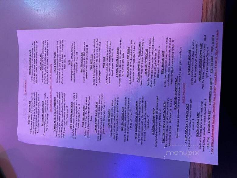 A Very Taki Tiki Bar & Grill - Edmonds, WA menu_pic