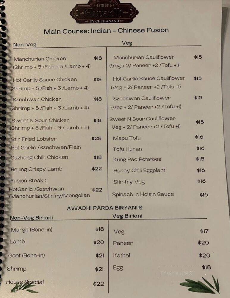 Awadh By Chef Anand India Restaurant - Powell, OH menu_pic