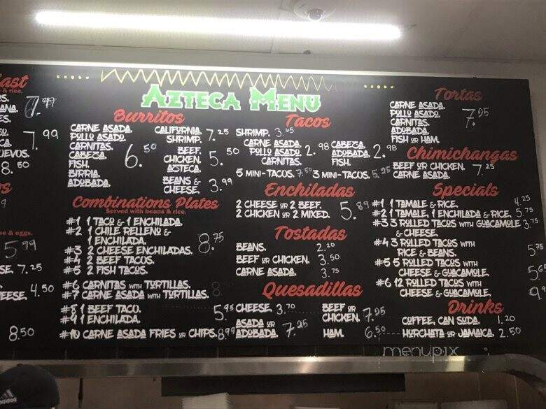 Azteca Taco Shop - San Diego, CA menu_pic