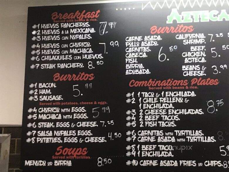 Azteca Taco Shop - San Diego, CA menu_pic