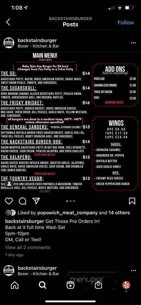 Backstairs Burger - Edmonton, AB menu_pic