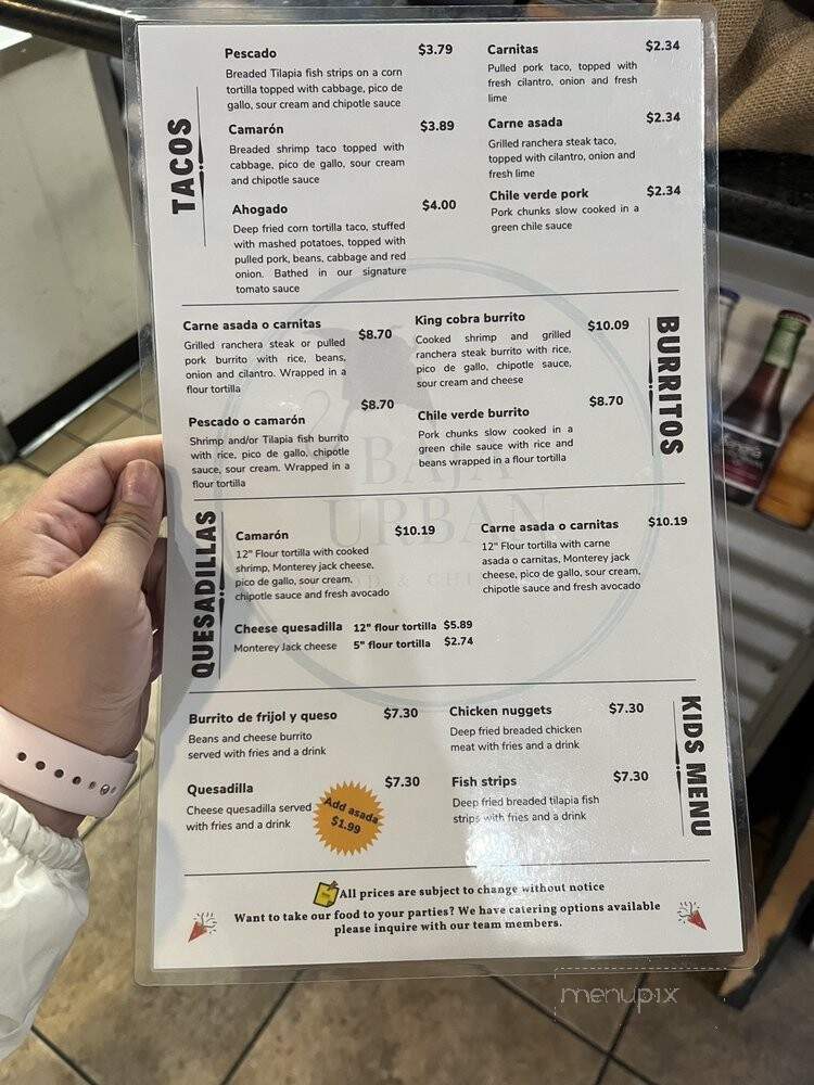 Baja Urban - La Puente, CA menu_pic
