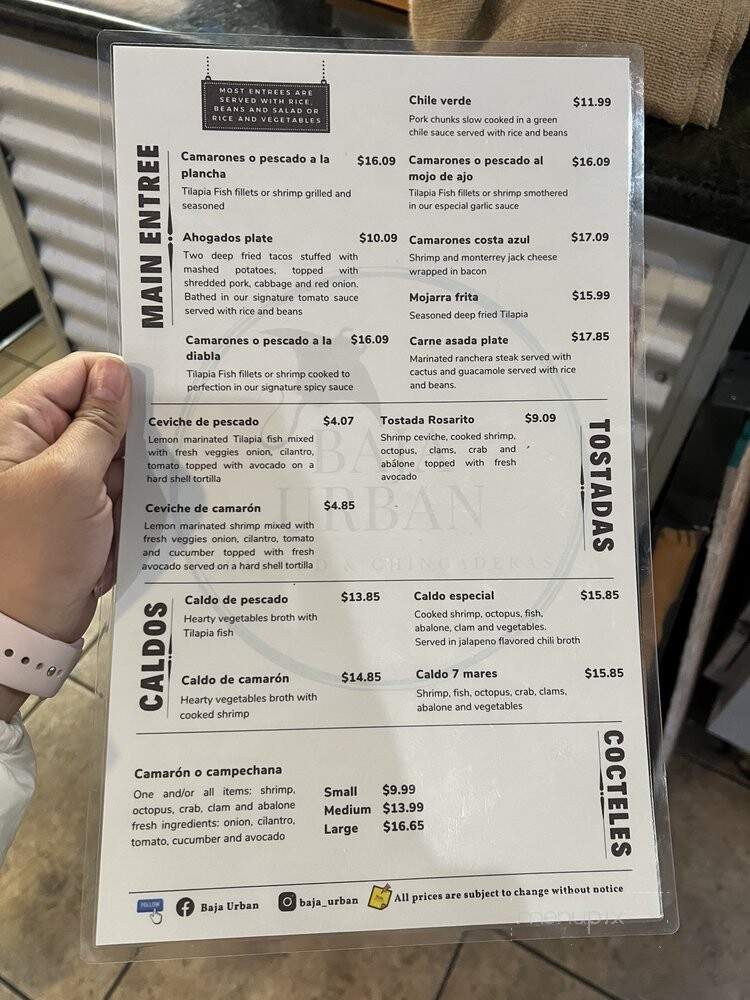 Baja Urban - La Puente, CA menu_pic