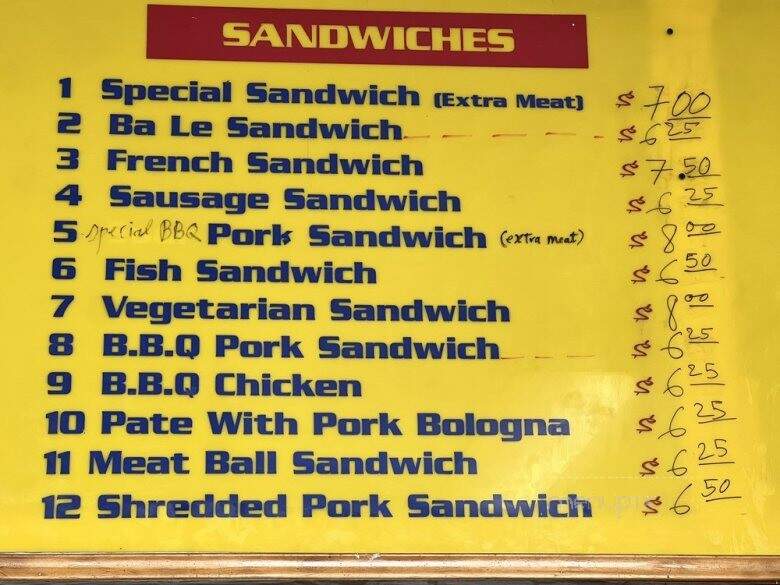 Bale French Sandwich Shop - San Diego, CA menu_pic