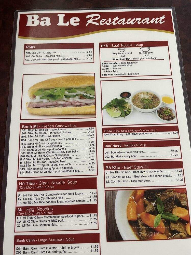 Bale Restaurant - Arlington, TX menu_pic