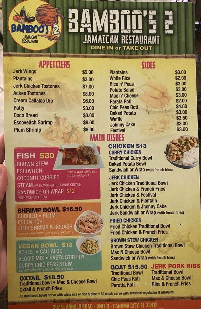 Bamboo's Jamaican Restaurant - Panama City Beach, FL menu_pic