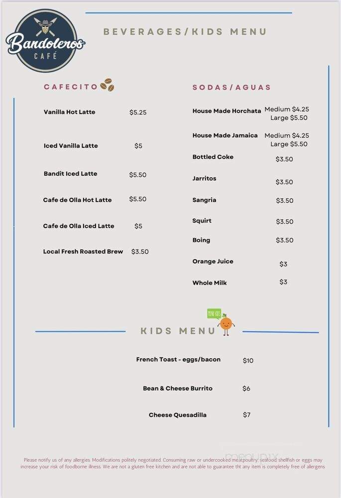 Bandoleros Cafe - Huntington Beach, CA menu_pic