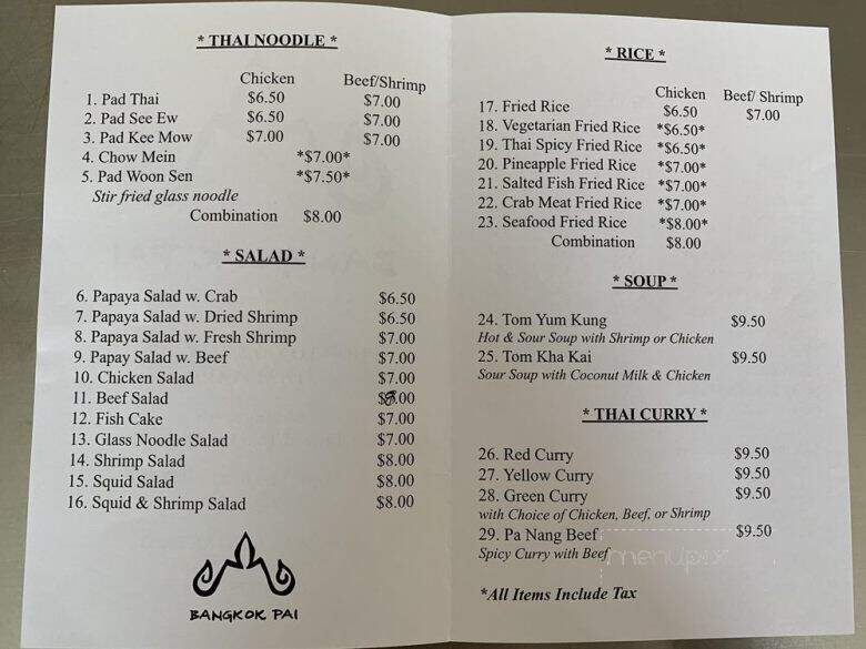 Bangkok Pai - Westminster, CA menu_pic