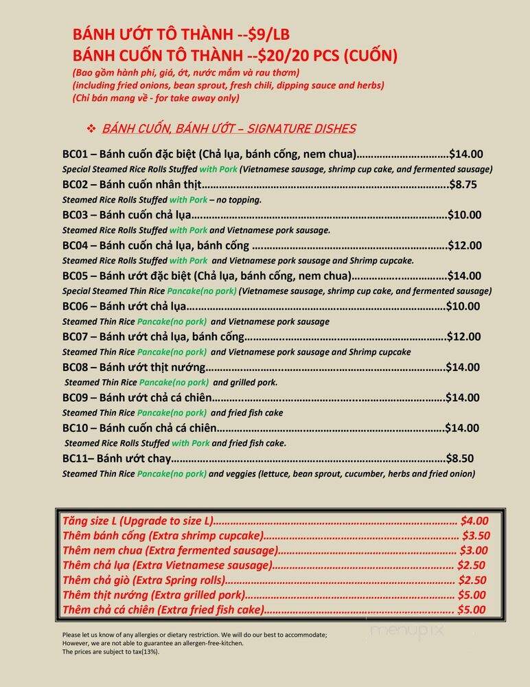 Banh Cuon St Clair - Toronto, ON menu_pic