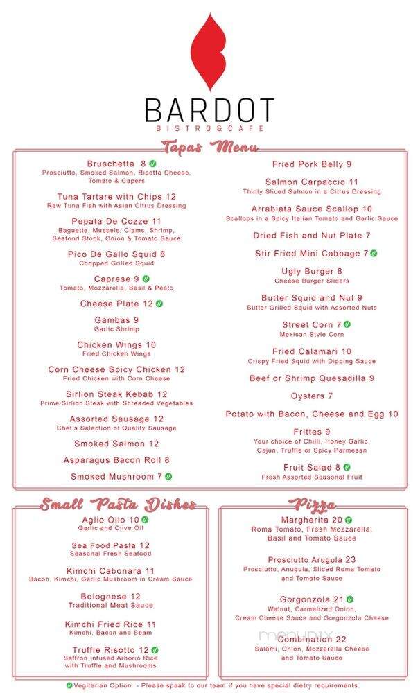 Bardot Bistro Cafe - La Mirada, CA menu_pic