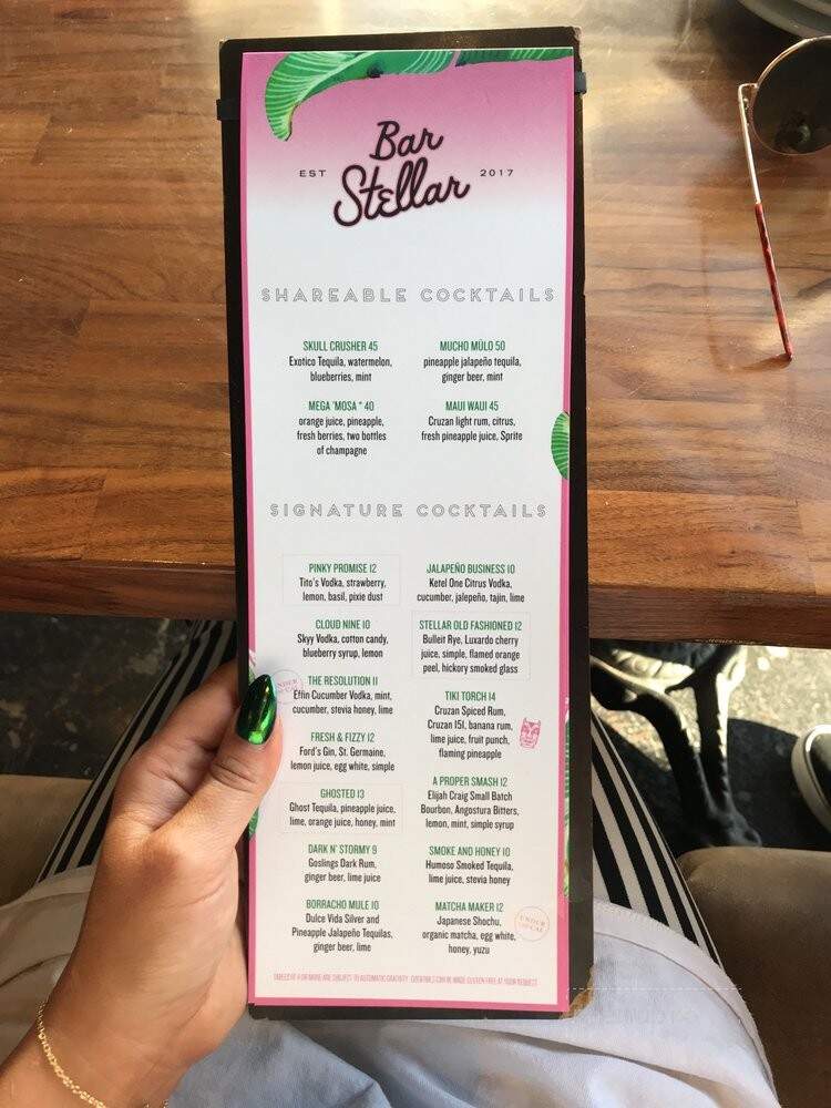Bar Stellar - Dallas, TX menu_pic