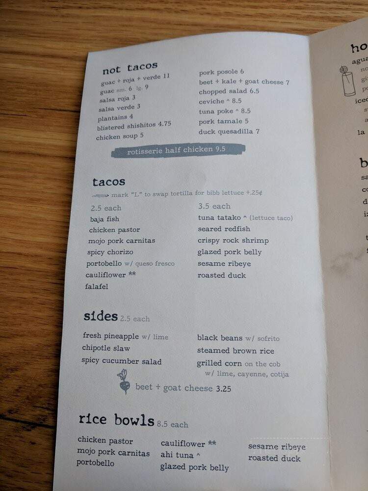 Bartaco Westbend - Fort Worth, TX menu_pic