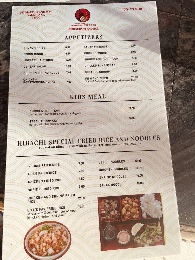 Bay Hibachi Express - Vallejo, CA menu_pic
