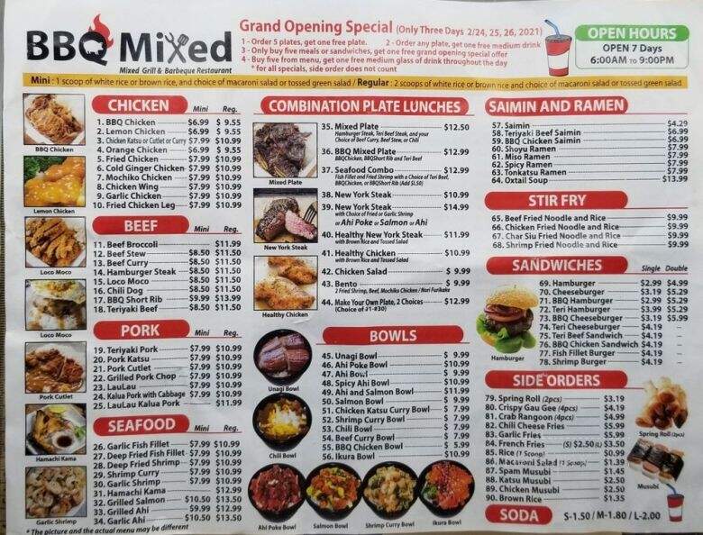 BBQ Mixed - Honolulu, HI menu_pic