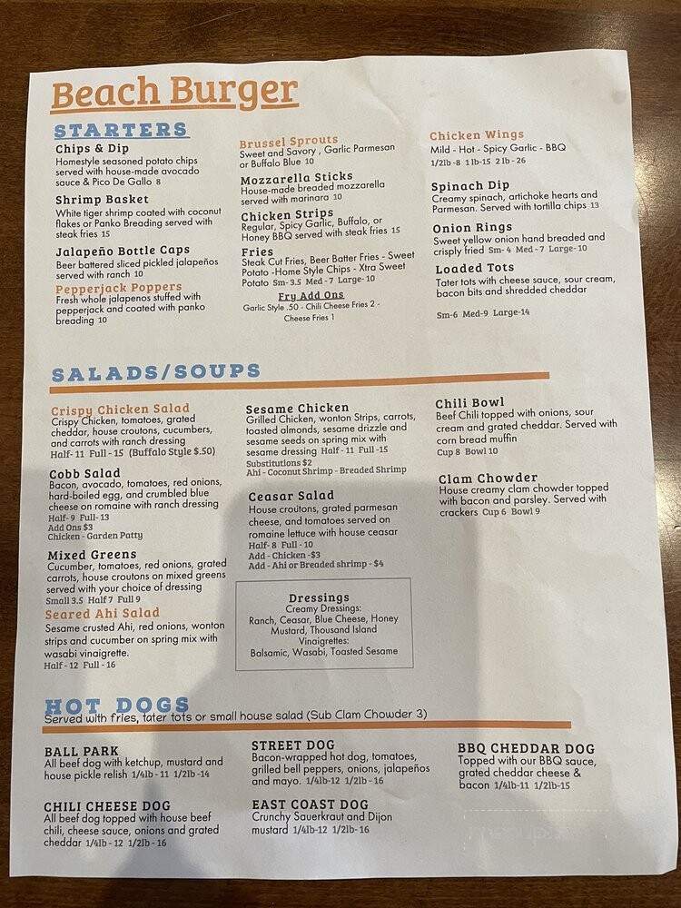 Beach Burger - Morro Bay, CA menu_pic