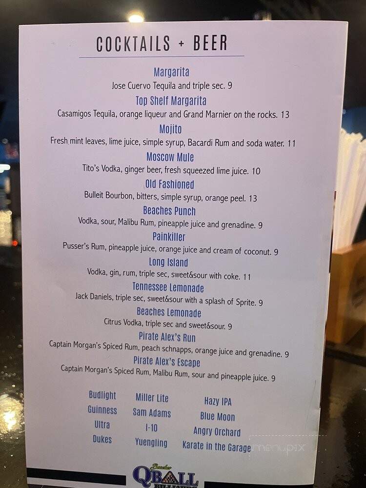 Beaches Qball - Jacksonville Beach, FL menu_pic