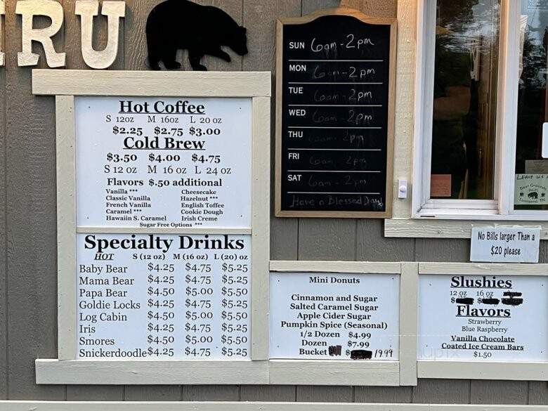 Bear Grounds - Townsend, TN menu_pic