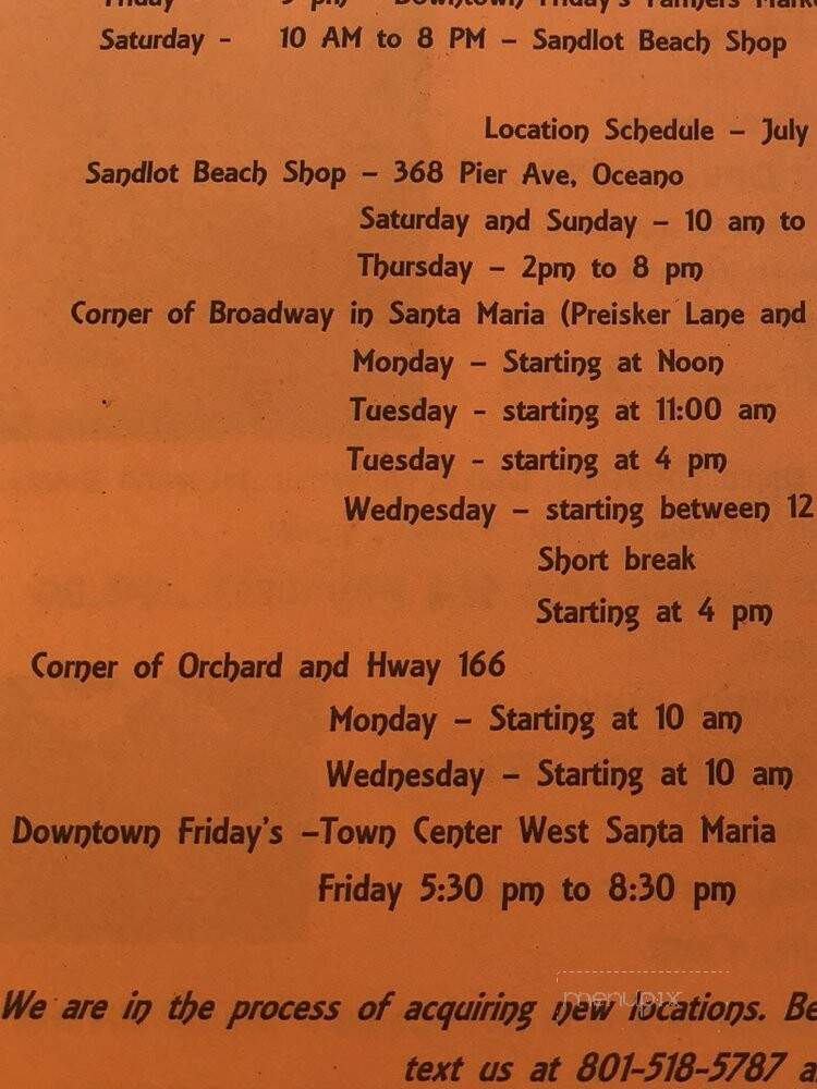 Beau's Dogs - Nipomo, CA menu_pic