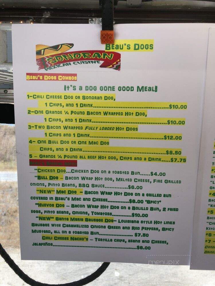 Beau's Dogs - Nipomo, CA menu_pic