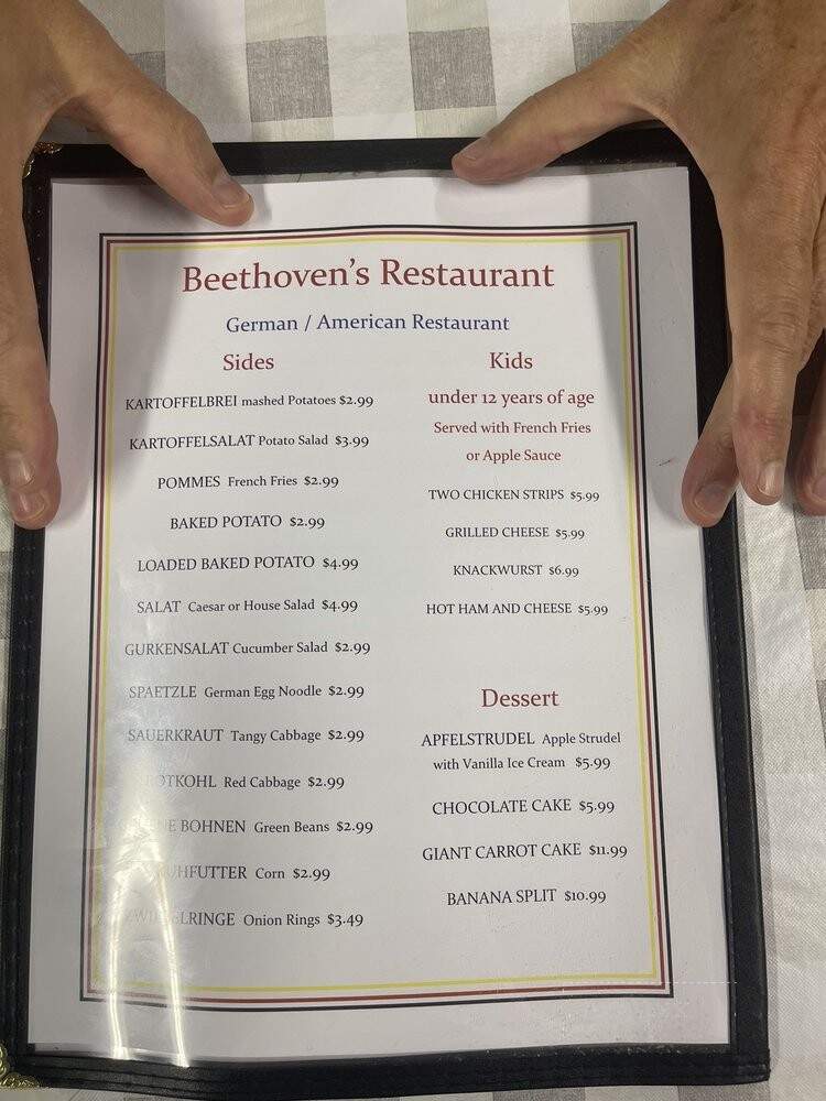 Beethoven's Restaurant - Paola, KS menu_pic