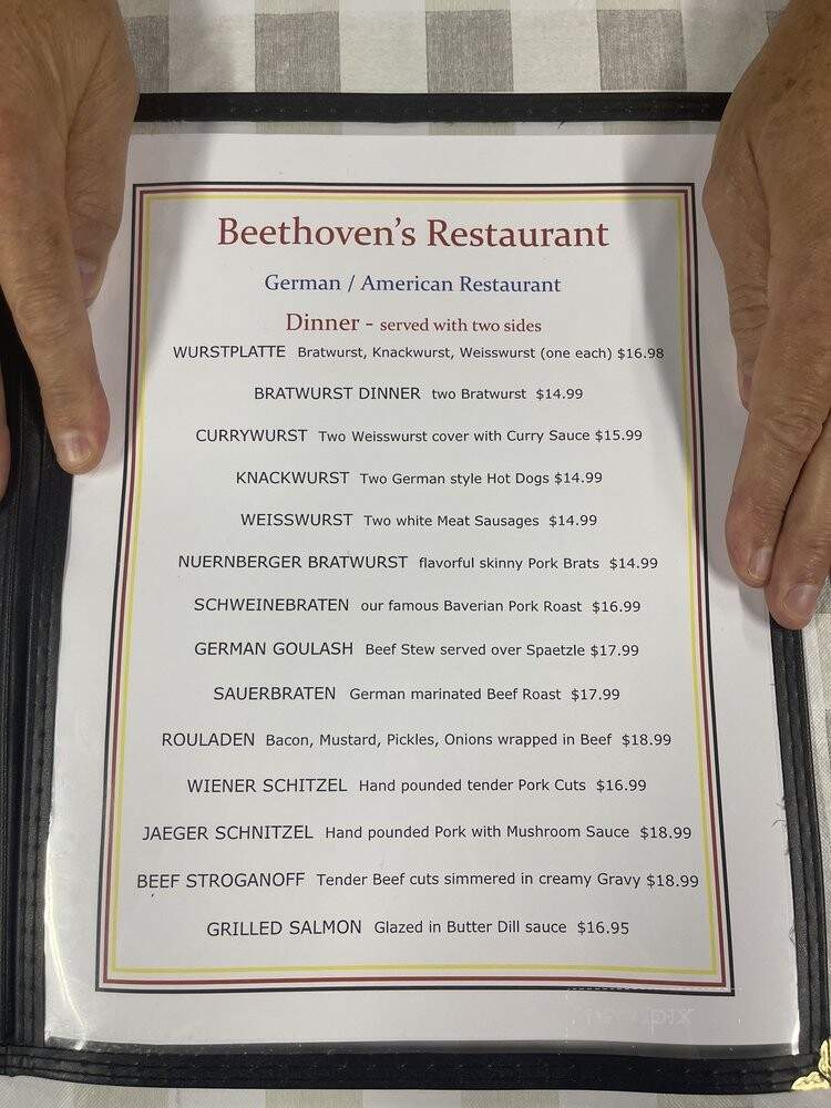 Beethoven's Restaurant - Paola, KS menu_pic