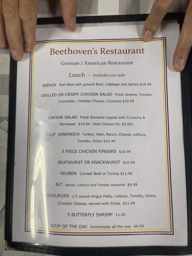 Beethoven's Restaurant - Paola, KS menu_pic