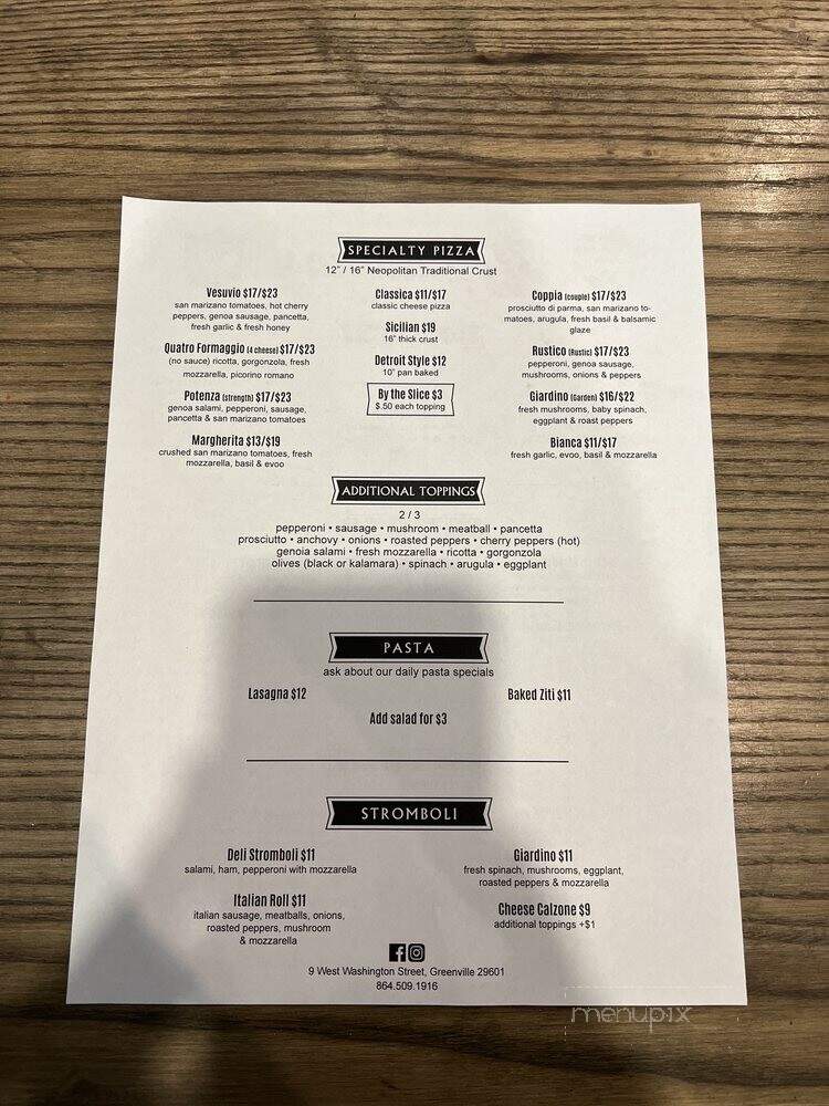 Belladina's Pizzeria - Greenville, SC menu_pic