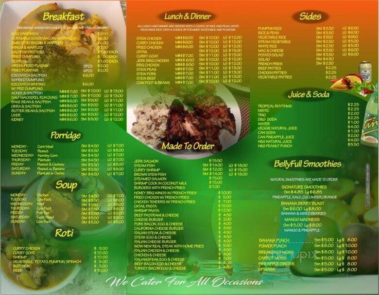 BellyFull Restaurant - City of Orange, NJ menu_pic