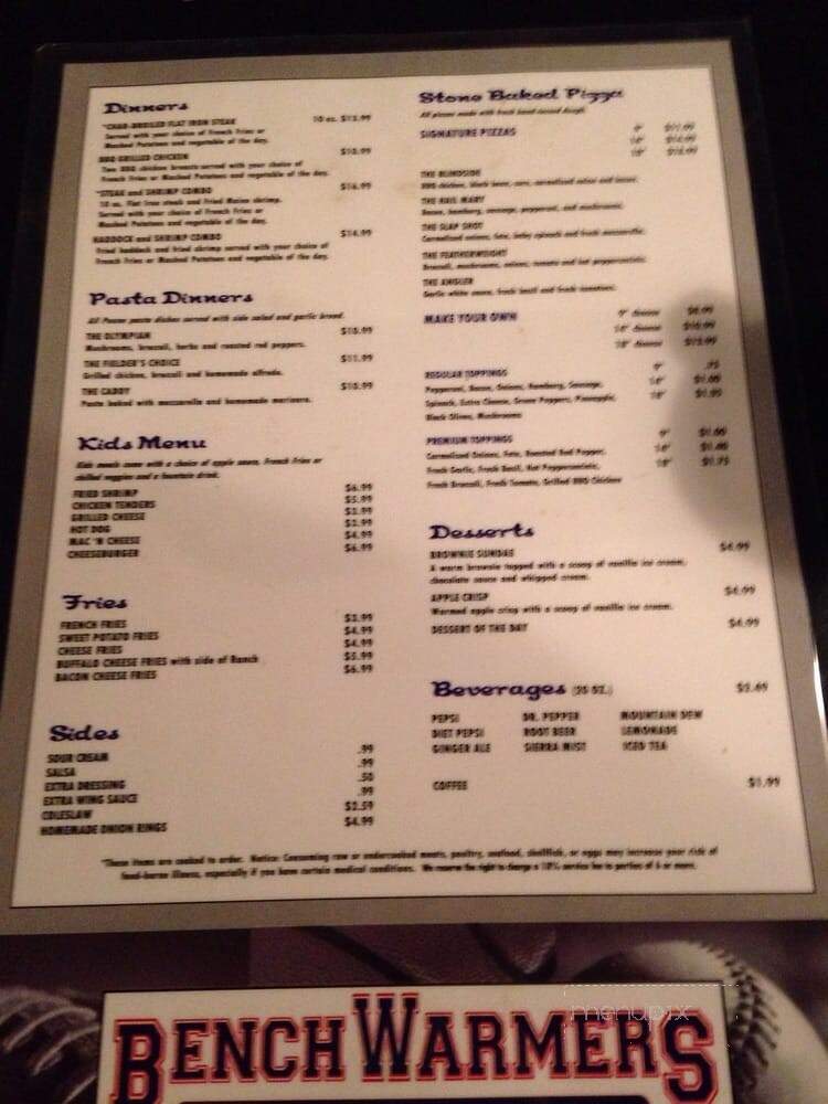 Benchwarmers - Brunswick, ME menu_pic