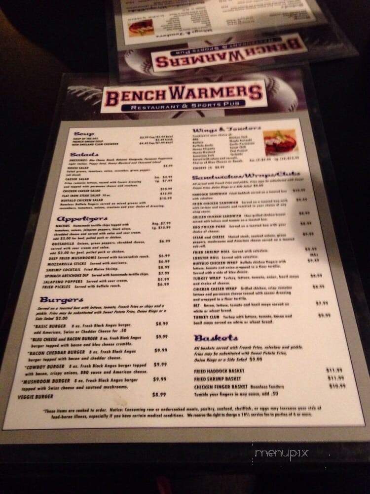 Benchwarmers - Brunswick, ME menu_pic
