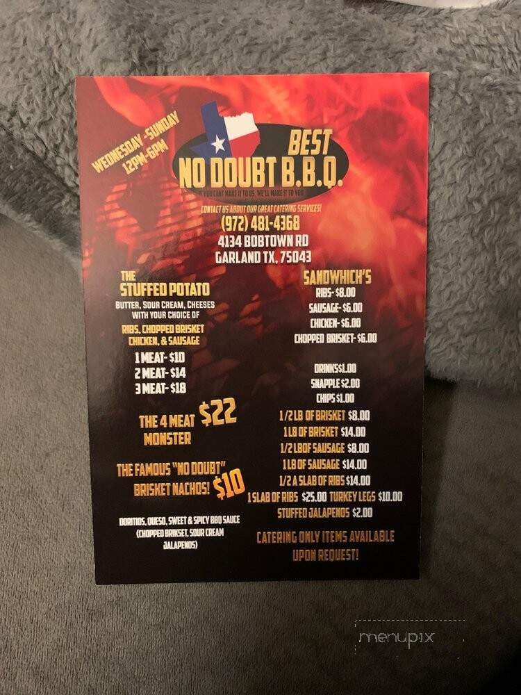 Best No Doubt BBQ - Garland, TX menu_pic