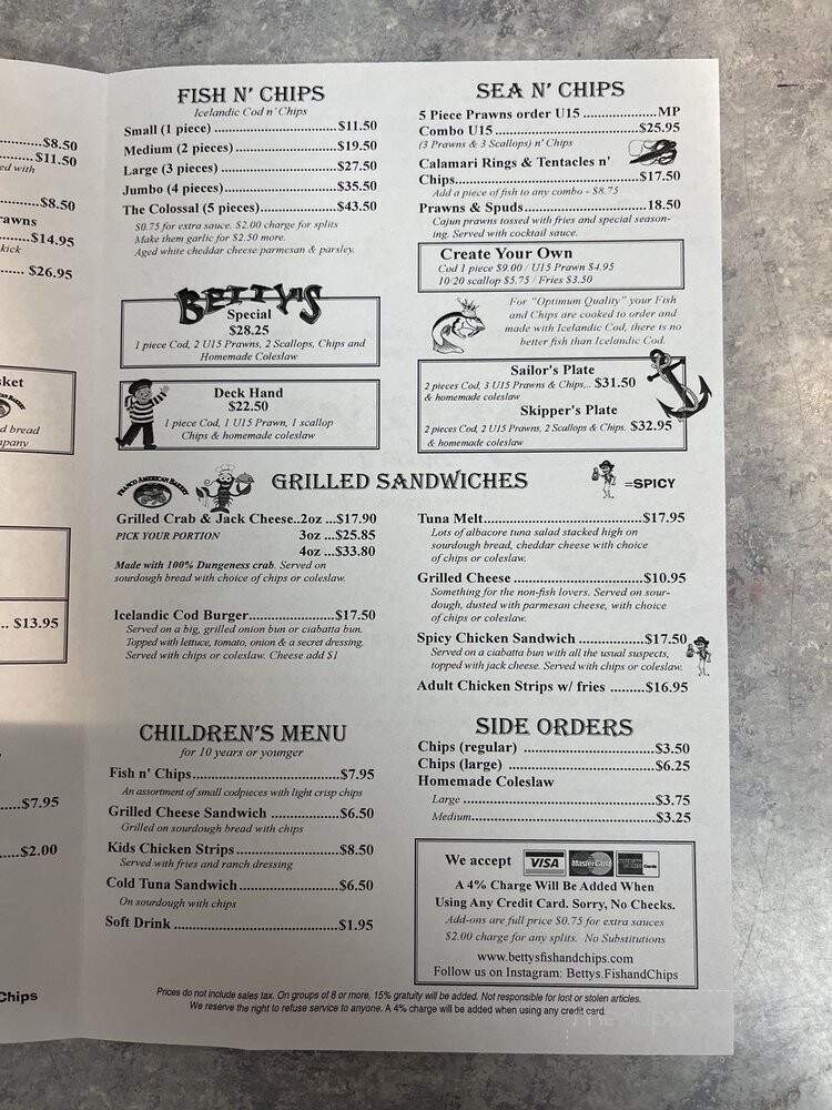 Betty's English Fish 'n' Chips - Santa Rosa, CA menu_pic