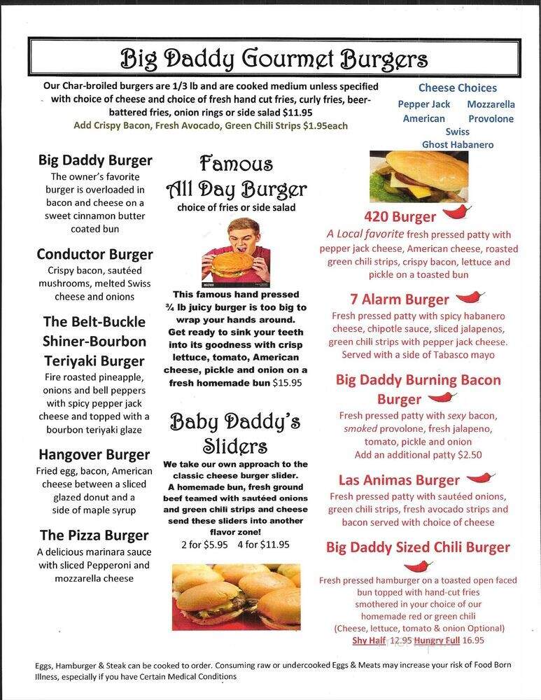 Big Daddy's - Trinidad, CO menu_pic