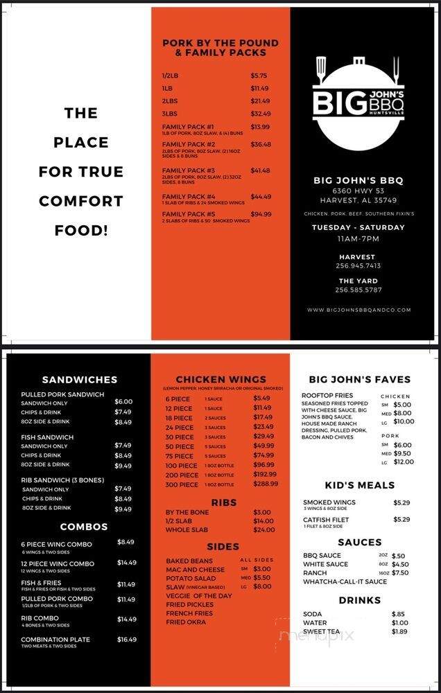 Big John's BBQ & Company - Harvest, AL menu_pic