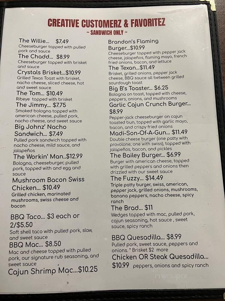 Big Johnz BBQ - Princeton, KY menu_pic