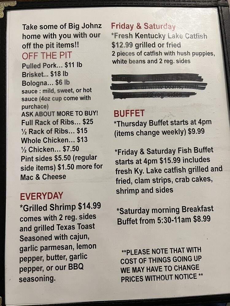 Big Johnz BBQ - Princeton, KY menu_pic