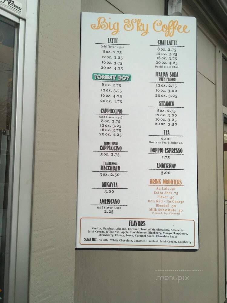 Big Sky Coffee Roasters - Billings, MT menu_pic