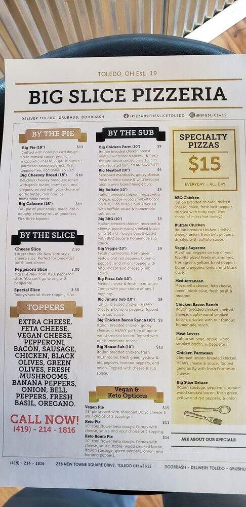 Big Slice Pizzeria - Toledo, OH menu_pic