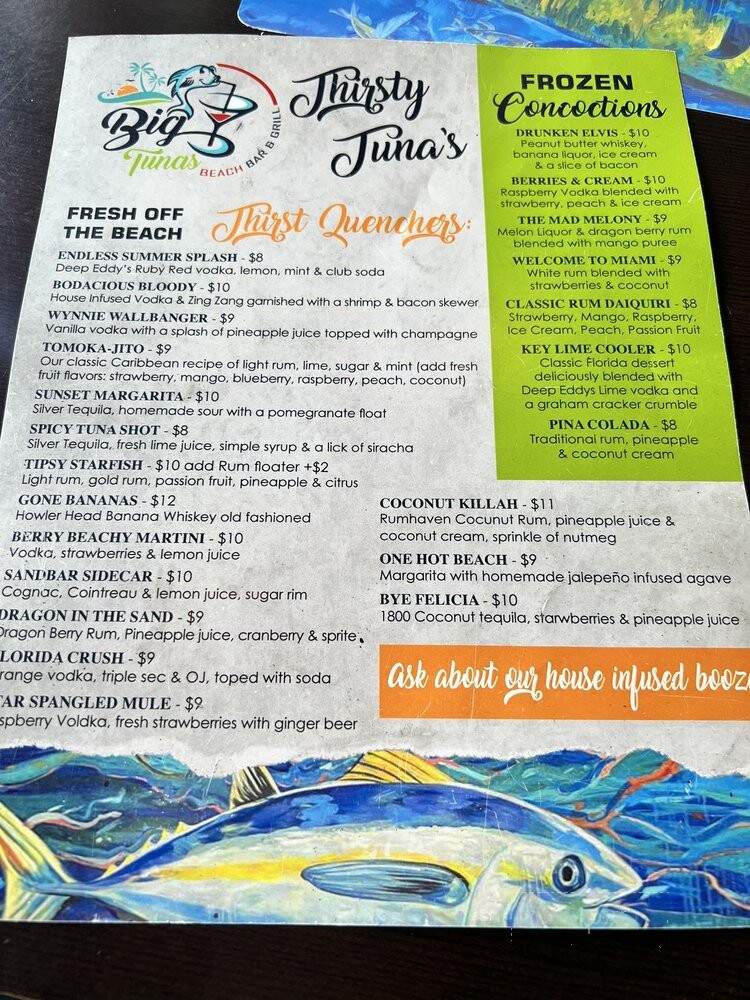 Big Tunas Beach Bar & Grill - Daytona Beach, FL menu_pic