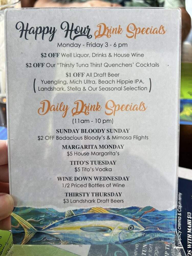 Big Tunas Beach Bar & Grill - Daytona Beach, FL menu_pic