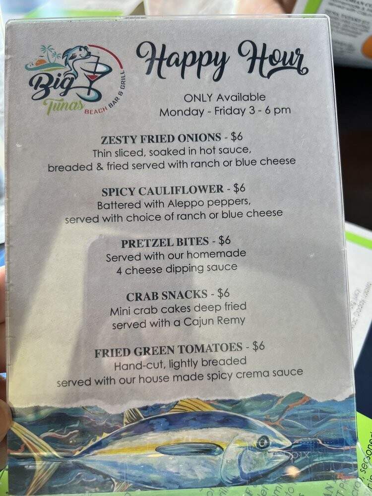 Big Tunas Beach Bar & Grill - Daytona Beach, FL menu_pic