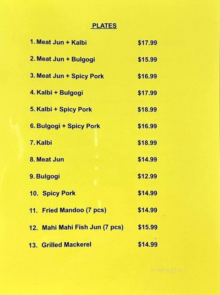 Billion BBQ - Urban Honolulu, HI menu_pic