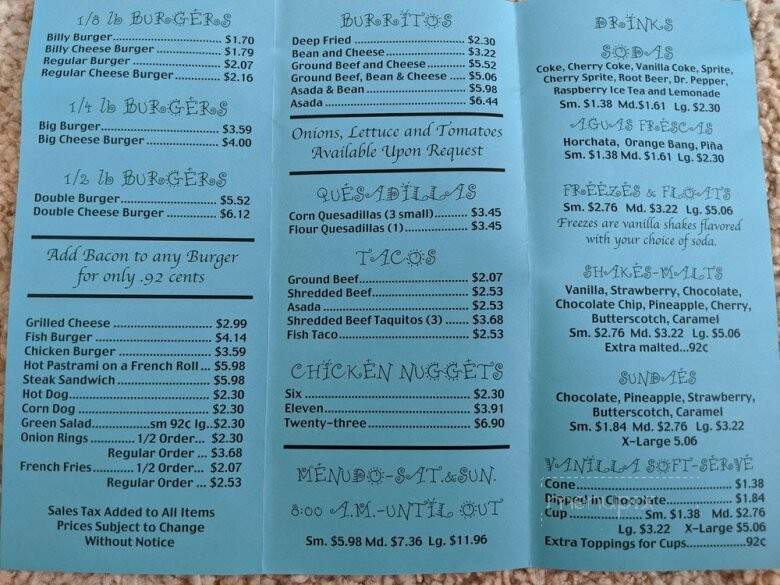 Bill's Take Out - Santa Maria, CA menu_pic