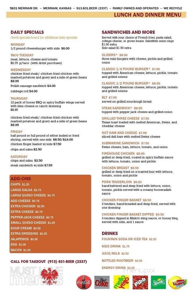 Bilski's Bar & Grill - Shawnee, KS menu_pic