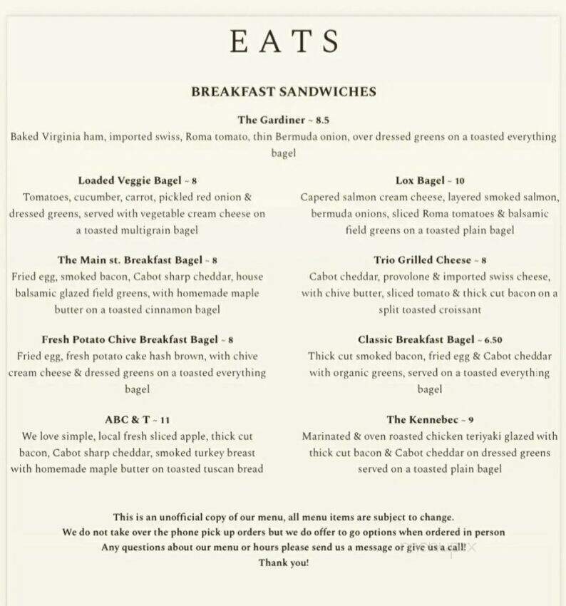 Bintliff's Corner Brew - Gardiner, ME menu_pic
