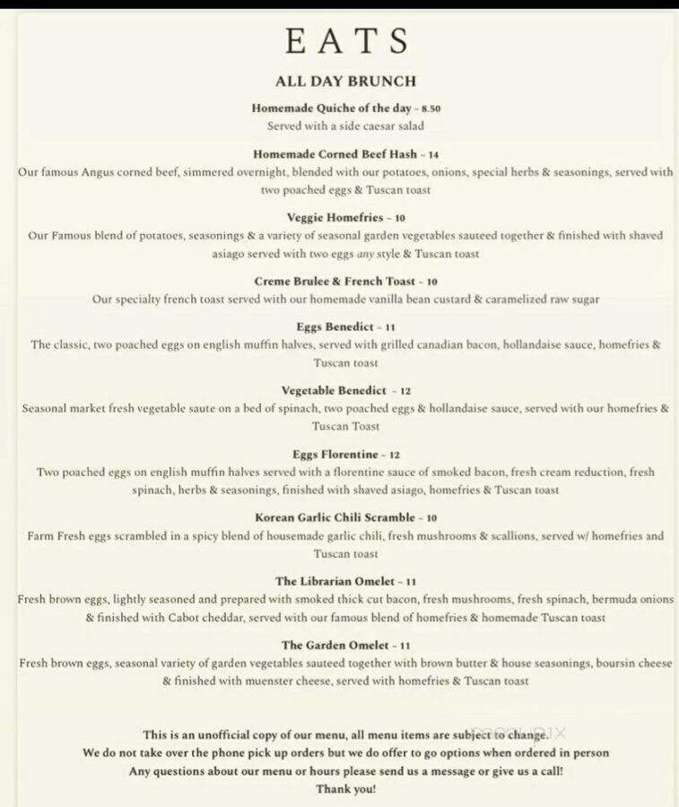Bintliff's Corner Brew - Gardiner, ME menu_pic