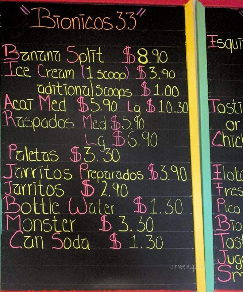 Bionicos 33 - Torrance, CA menu_pic