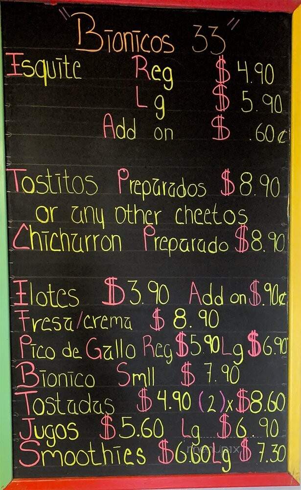 Bionicos 33 - Torrance, CA menu_pic