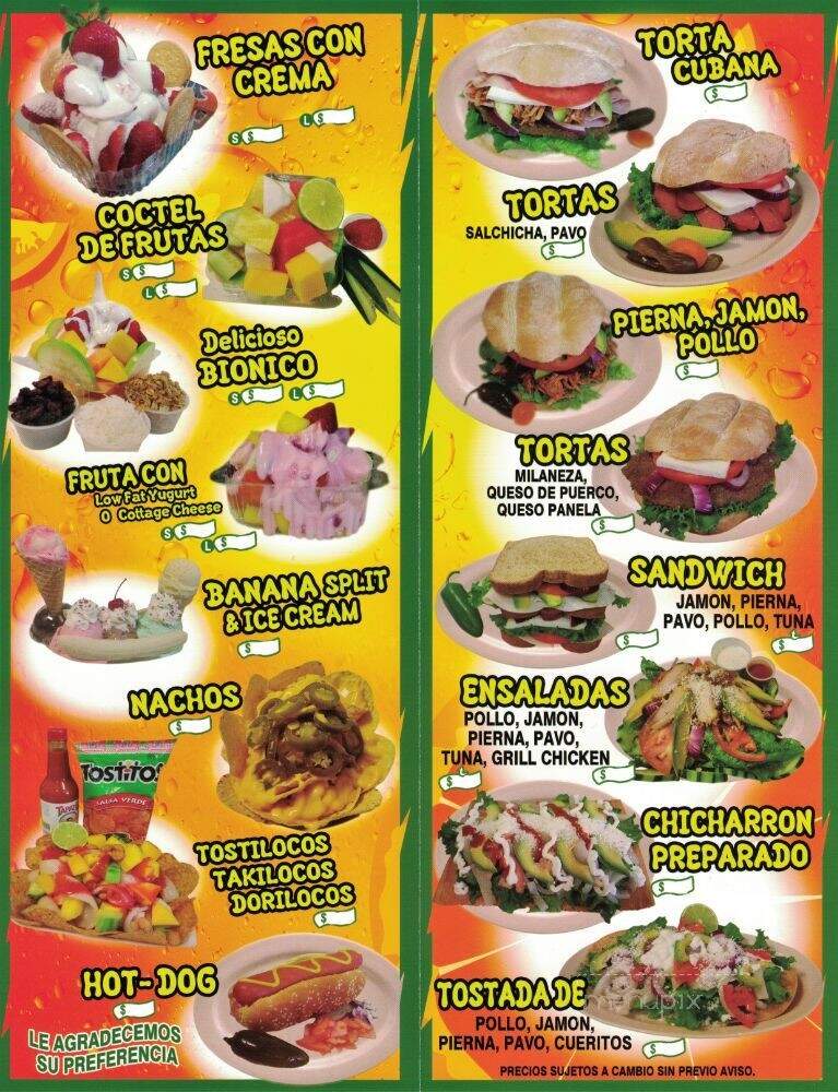 Bionicos Guadalajara - Huntington Park, CA menu_pic